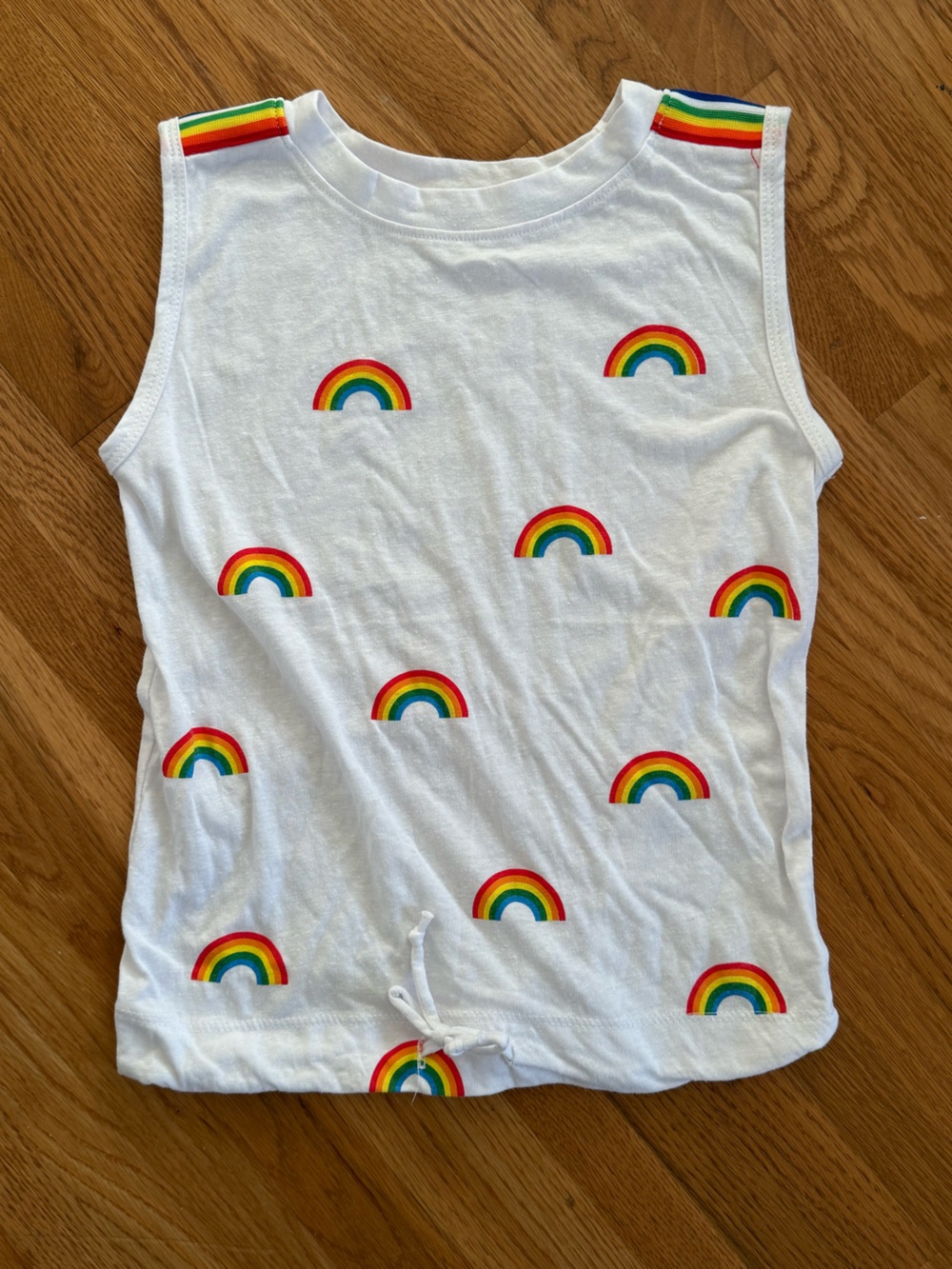 Vintage Havana White Tank Top with Rainbow Print Like New